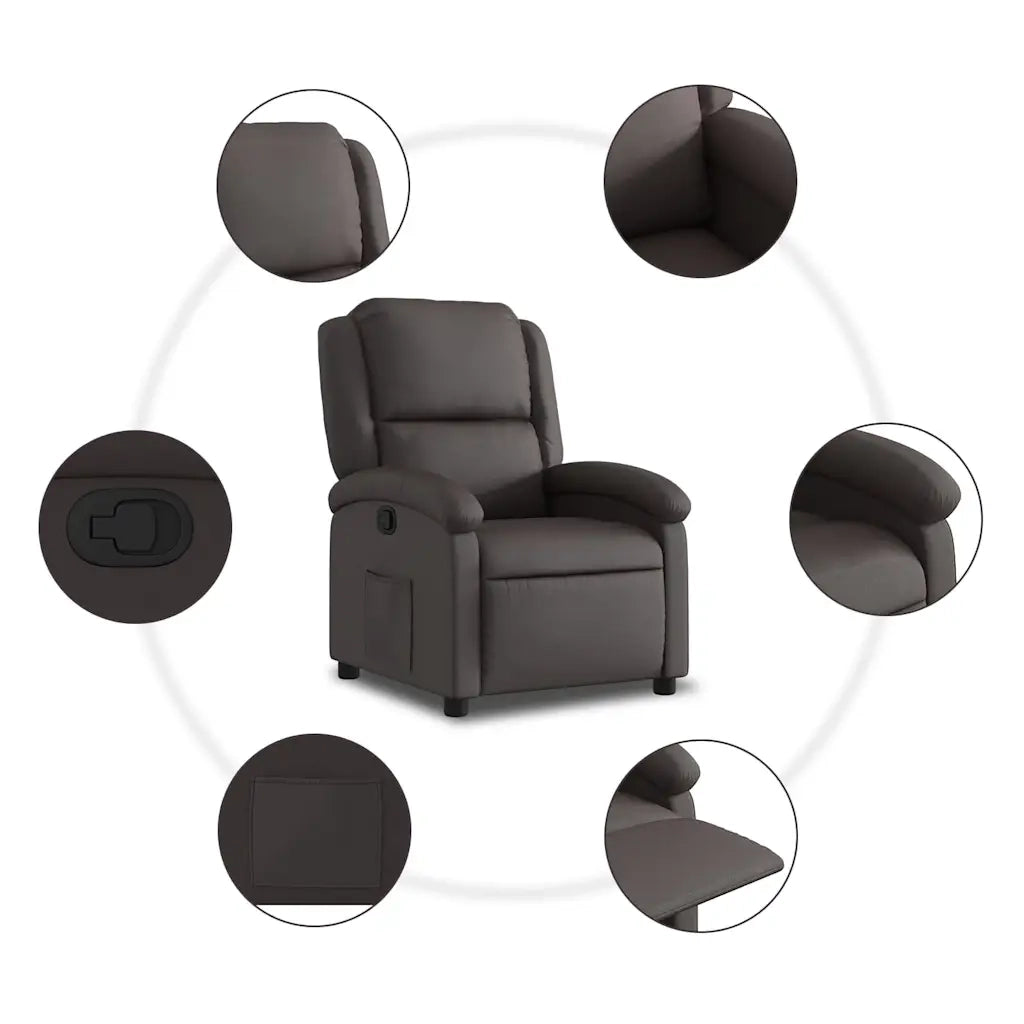 Poltrona | Sedia Relax Reclinabile Marrone Scuro in Vera Pelle