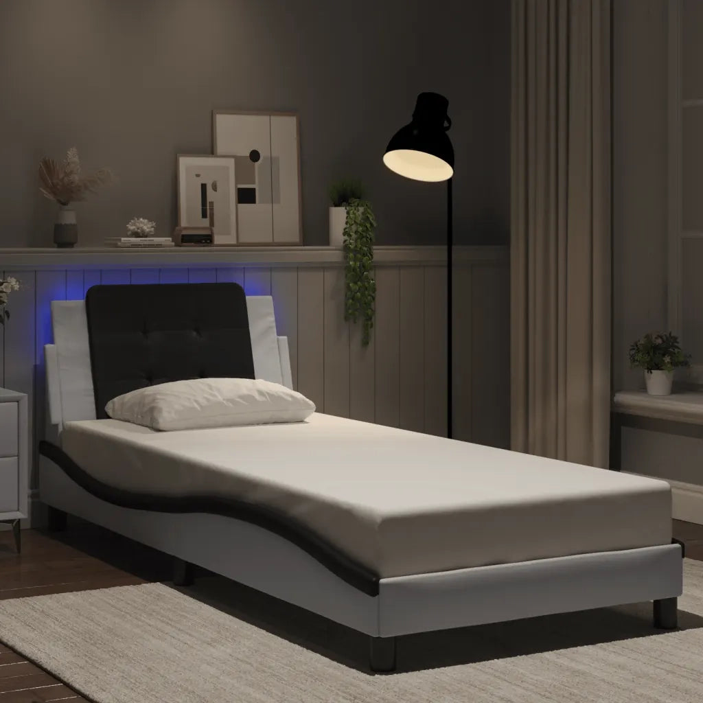 Giroletto con LED senza Materasso Zadar Bianco e Nero 100x200 cm
