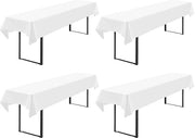 Set da tavolo 4 pezzi 250 x 110 cm Tela da tavolo in poliestere, lavabile e resistente, copertura da tavolo per feste all'aperto, compleanni o barbecue (bianco)