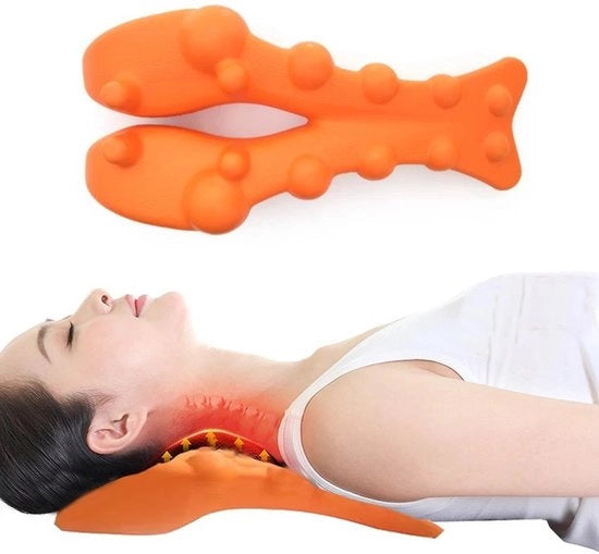 Appareto per massaggi per il trattamento del collo e della schiena superiore con punti di acupressione. Facile da utilizzare a casa.