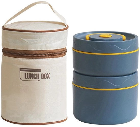 Lunchbox isolata, contenitore termico alimentare con sacchetto termico, contenitore in acciaio inossidabile termico per piatti caldi/freddi, zuppa, contenitore per bambini, scuola, ufficio, esterno (azzurro profondo)