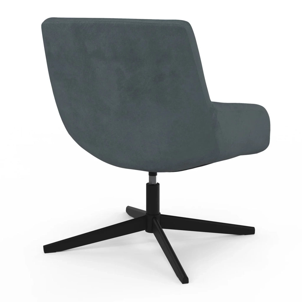 IDMarket - Poltrona girevole ALBUS in velluto grigio con gambe nere