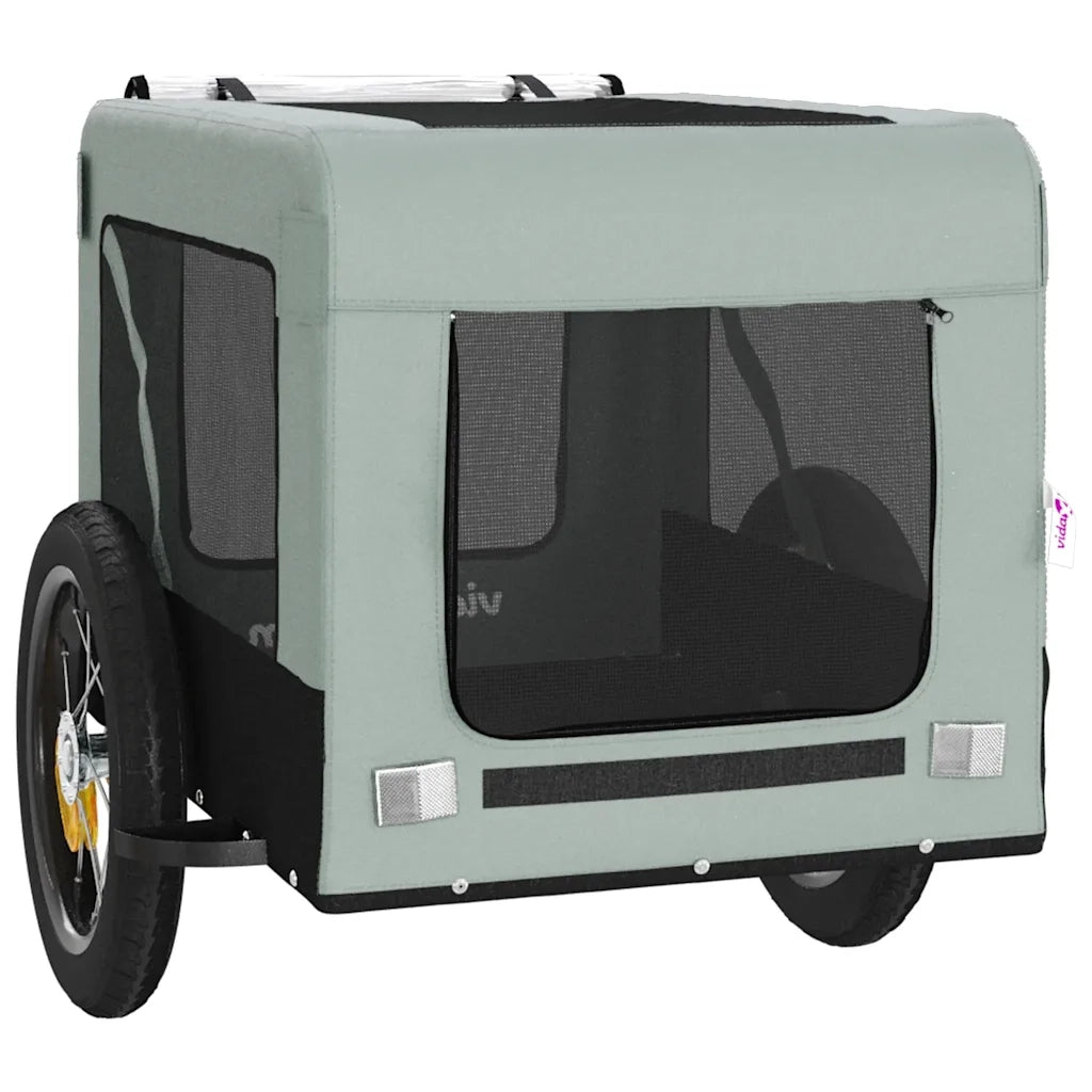 Rimorchio da Bici per Animali Grigio e Nero Oxford e Ferro CFW7271295