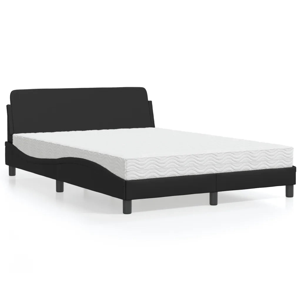 Letto con Materasso-Struttura Letto con Materasso Dover Nero 140x190 cm in Similpelle