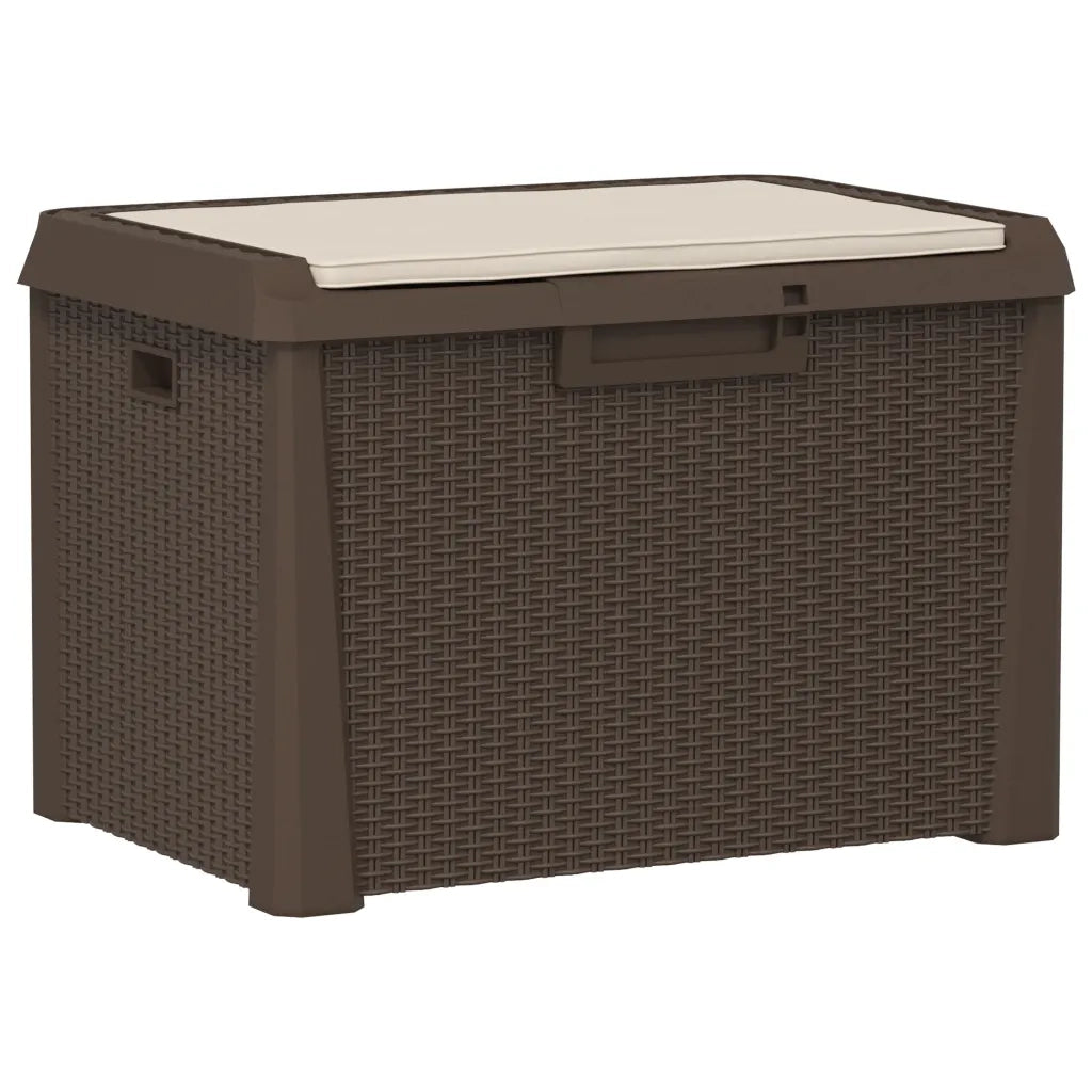 Baule da Giardino con Cuscino Seduta Marrone 125 L in PPcod mxl 85746