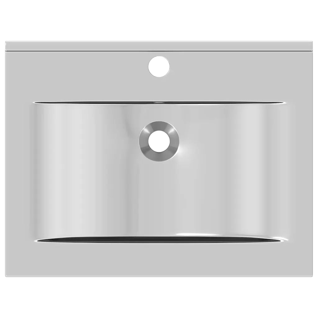 Lavandino con Troppopieno-Lavabo-Lavello 60x46x16 cm in Ceramica Argento
