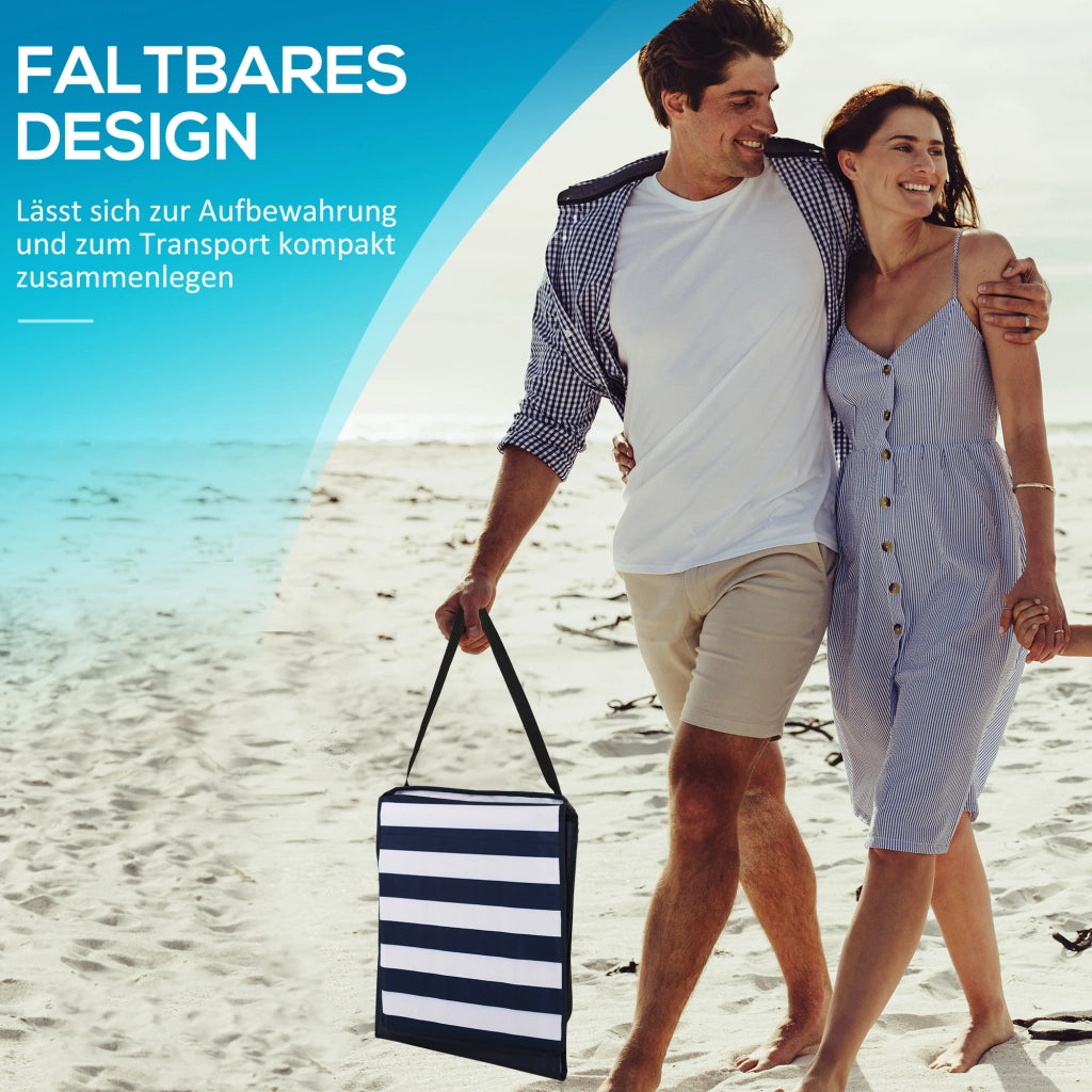 Set di 2 tappetini da spiaggia pieghevoli regolabili con borsa per il trasporto e tasca portariviste blu.