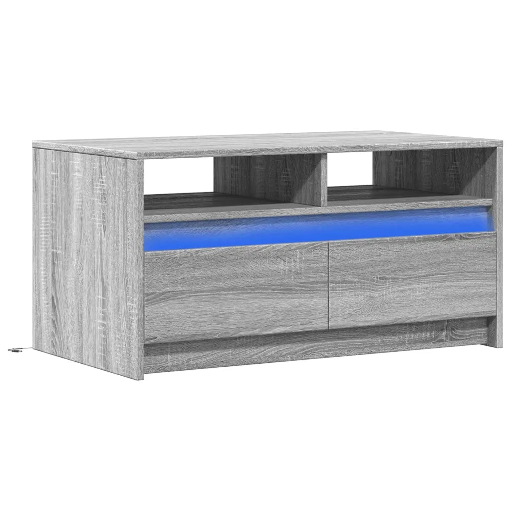 Tavolino da Salotto con Luci LED Grigio Sonoma in Truciolato 851996