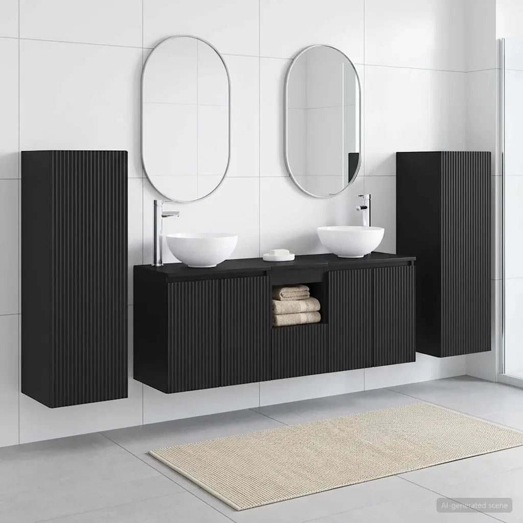 Set di mobili per il bagno 5 pz Nero 33 x 34,5 x 100 cm 3405984