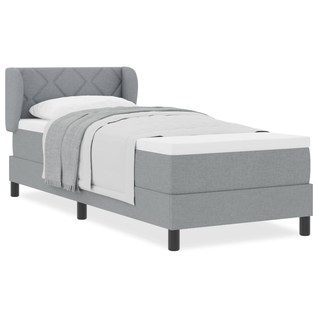 Letto Box Spring con Materasso Grigio Chiaro 80x200 cm Tessuto