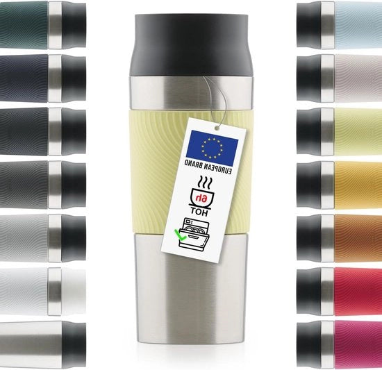 Termos Portatile - Impronta Resistente al Lavastoviglie - BPA e Lava Vapore Resistenti - Alta Qualità - Tappo Termos Slit Velocemente - Tazza da Viaggio 500 ml - Giallo
