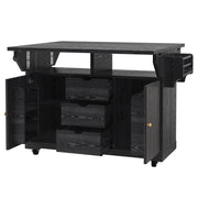 Carrello da cucina con 3 cassetti e ripiani regolabili; 2 allunghe pieghevoli; per cucina e sala da pranzo; in MDF e metallo; nero
