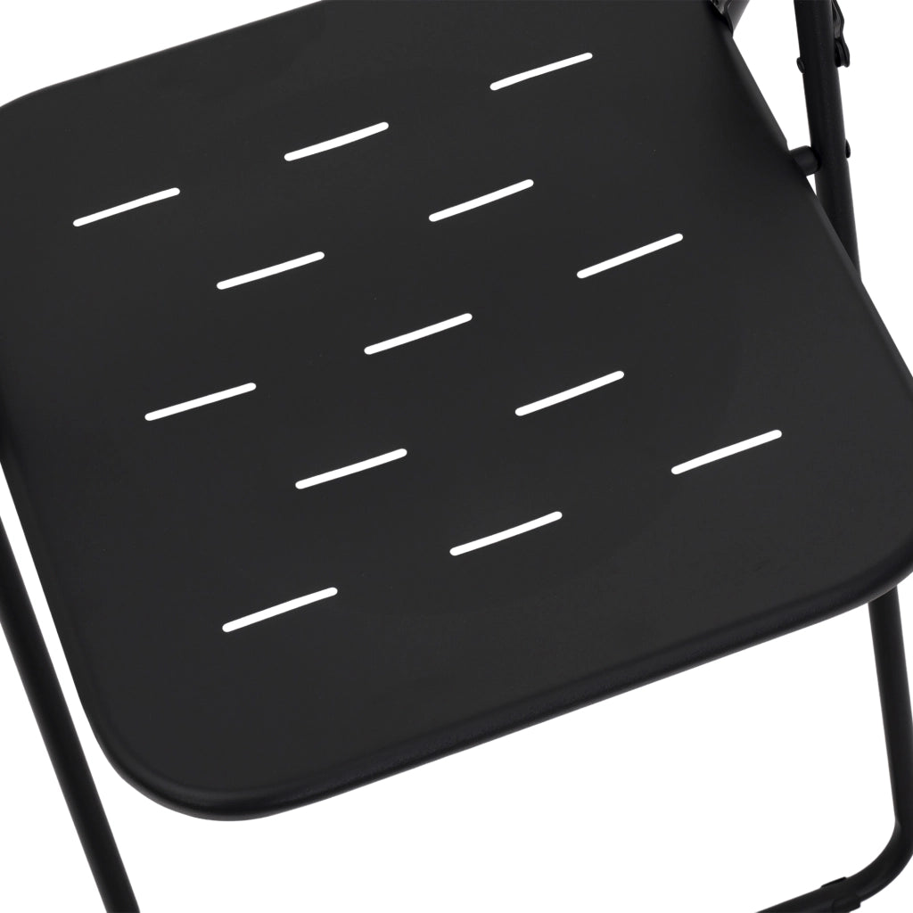 Set Tavolo e Sedie da Giardino con 1 Tavolo e 2 Sedie Pieghevoli; per 2 Persone; Acciaio; Nero
