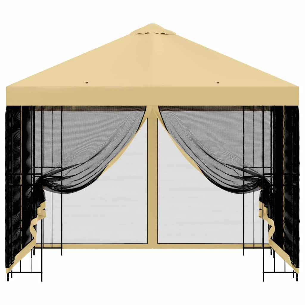 Gazebo | Pergolato da giardino con pareti laterali 3 x 3 m Crema