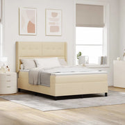 Letto a molle con materasso Crema 160 x 200 cm Tessuto