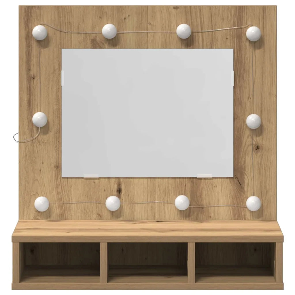 Mobiletto per specchio-Mensola con Specchio Rovere artigianale 60 x 31,5 x 62 cm