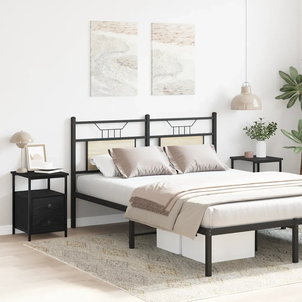 Set di 2 Comodini | Armadio da Notte | Mobiletto da notte Rovere Nero 34x35,5x50 cm Legno di Argilla