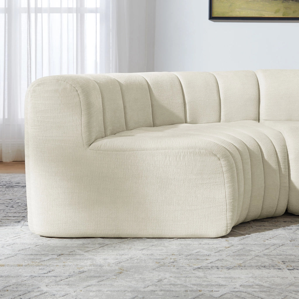 Divano angolare modulare componibile in ciniglia beige
