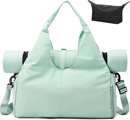 Borsa sportiva con tasca per scarpe e tasca per articoli umidi, grande borsa per uomo e donna, borsa impermeabile per allenamento, borsa yoga per mattonelle e accessori yoga, borsa fitness (blu)