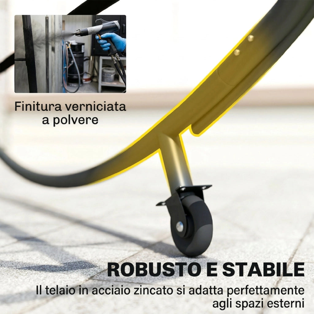 Lettino Doppio con Baldacchino, Cuscini e Ruote ¨C zephmum ¨C Grigio