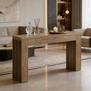 Tavolo consolle in MDF marrone stile rustico; lunghezza 150 cm