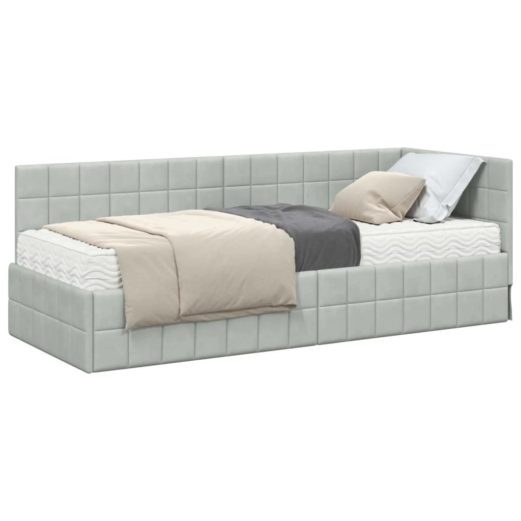 Struttura Letto Angolare con Materasso 2 pz-Giroletto con materasso Grigio chiaro 603927