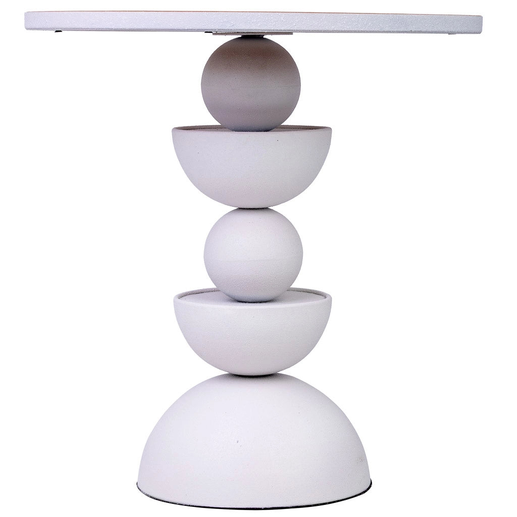 Tavolino in metallo e legno 46x46x49h cm bianco