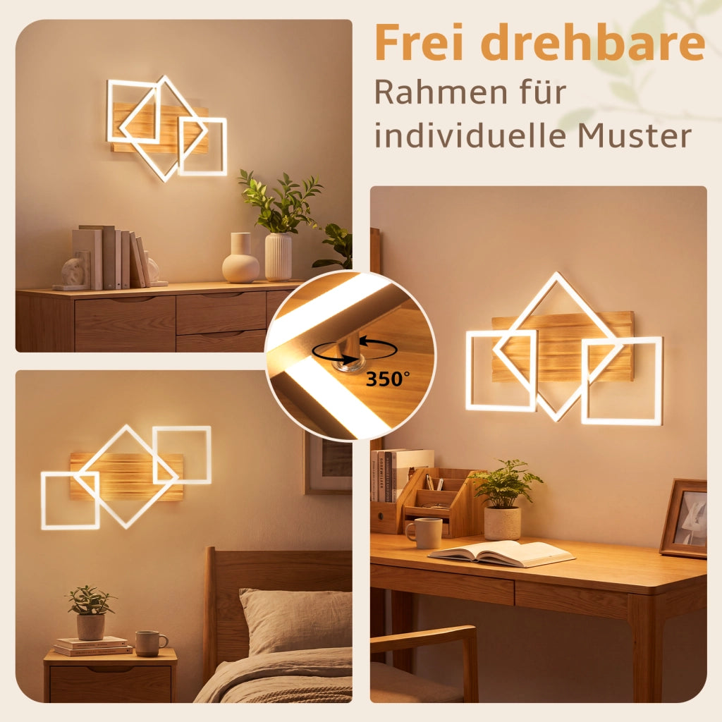 ZMH Lampada a Soffitto LED Legno 31W 57cm Dimmabile 3 Rettangolari Moderna Per Soggiorno