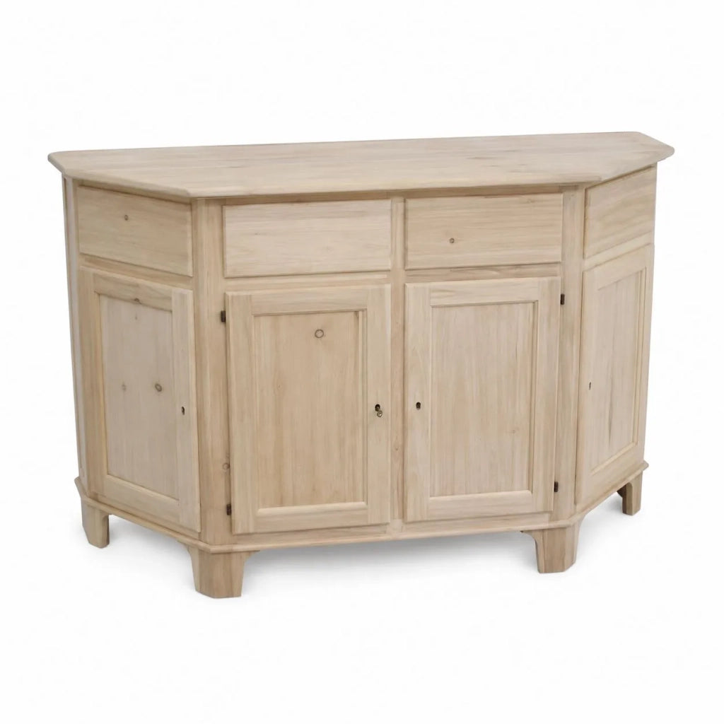 Madia credenza in legno scantonata grezza 4 porte l.158 p.48 h.102 (977) - Mobili 2G