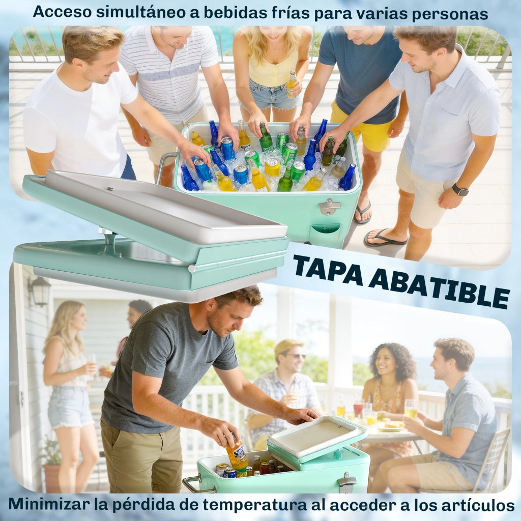 Carrello Portabevande Refrigerato 56L con Ruote ¨C zephmum ¨C Verde 75x35x78 cm