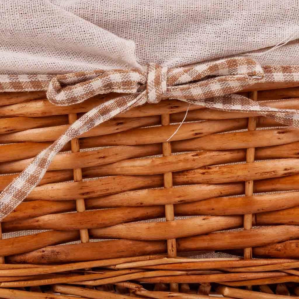 Set di 3 cestini in vimini foderati marroni