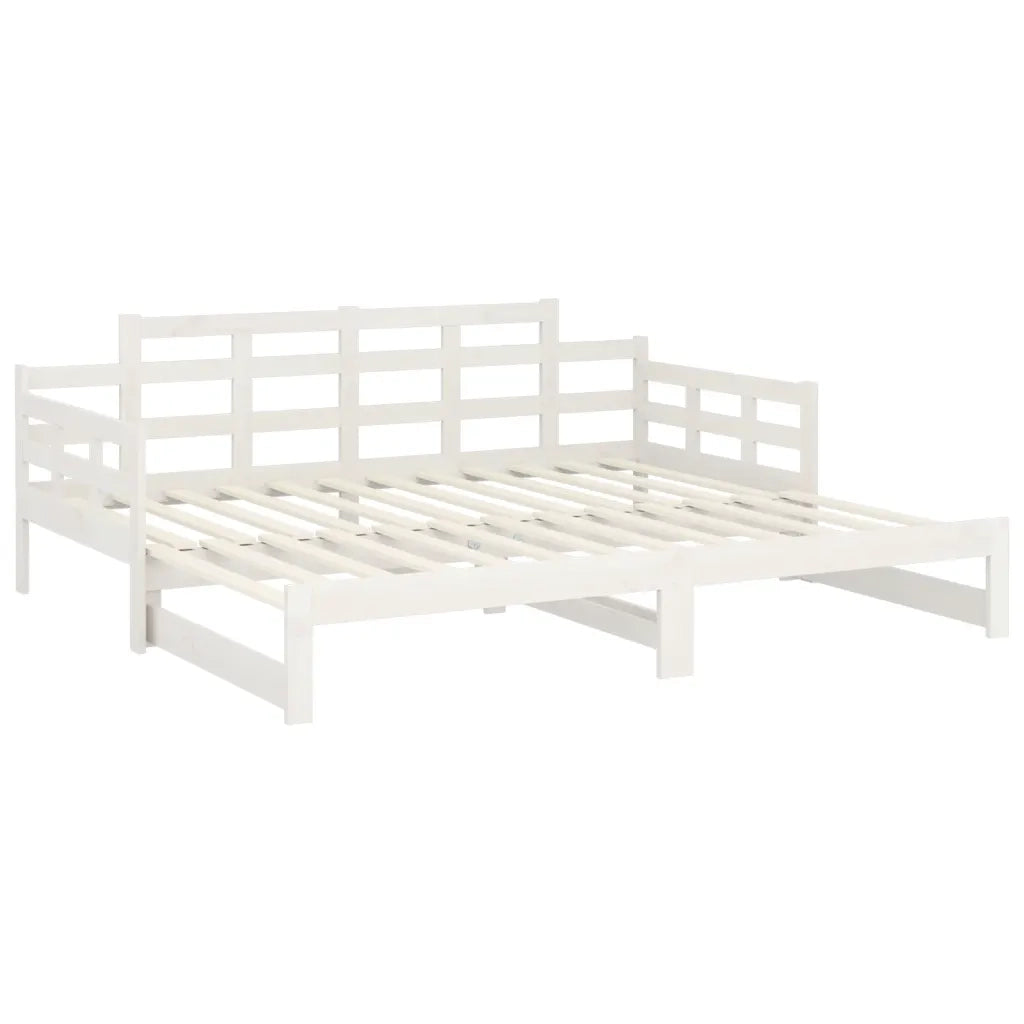 Dormeuse Estraibile Bianca Legno Massello di Pino 2x(80x200) cm 820348