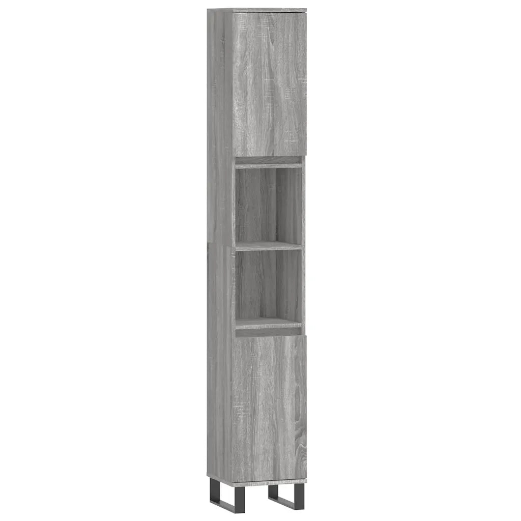 Set Mobili da Bagno 3 pz Grigio Sonoma in Legno Multistrato 3190235