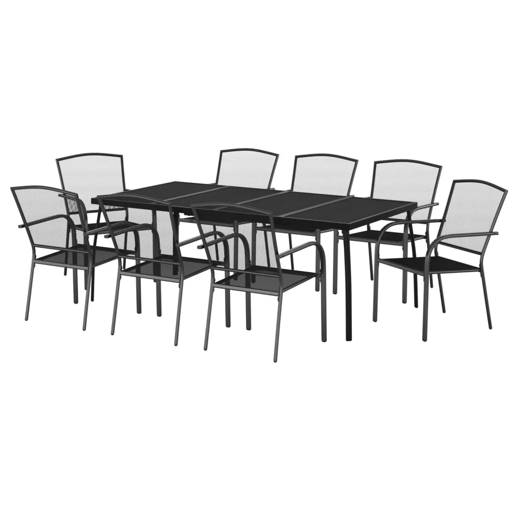 Set da Pranzo da Giardino 9 pz in Acciaio Antracitecod mxl 76726