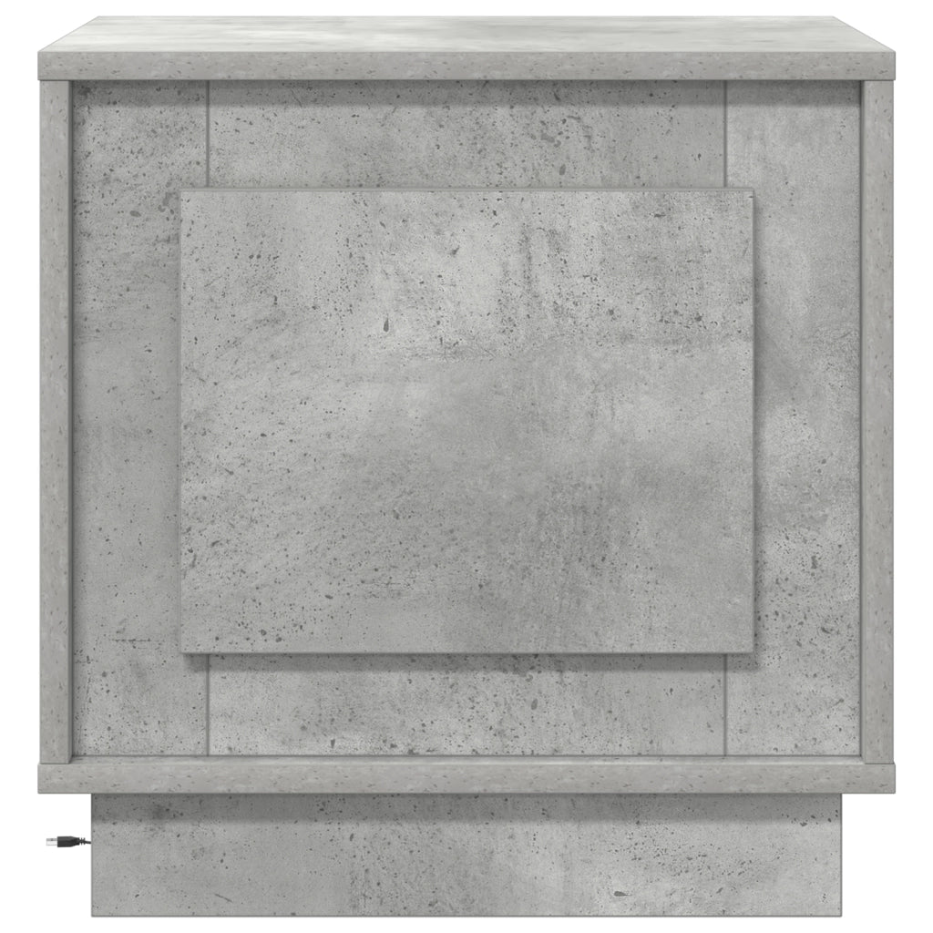 Comodino con luci LED Grigio Cemento 44x34,5x45 cm
