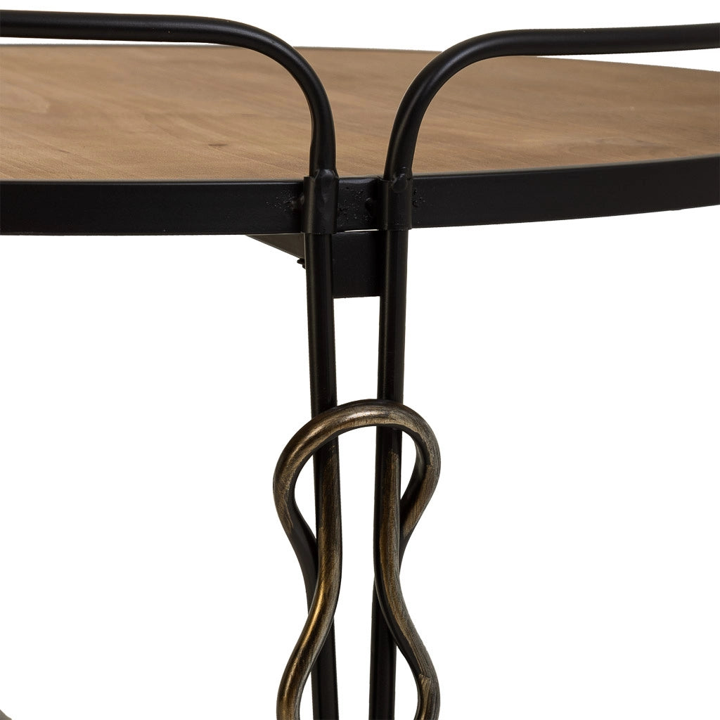 Tavolino in legno e metallo nero 78x78x53h cm