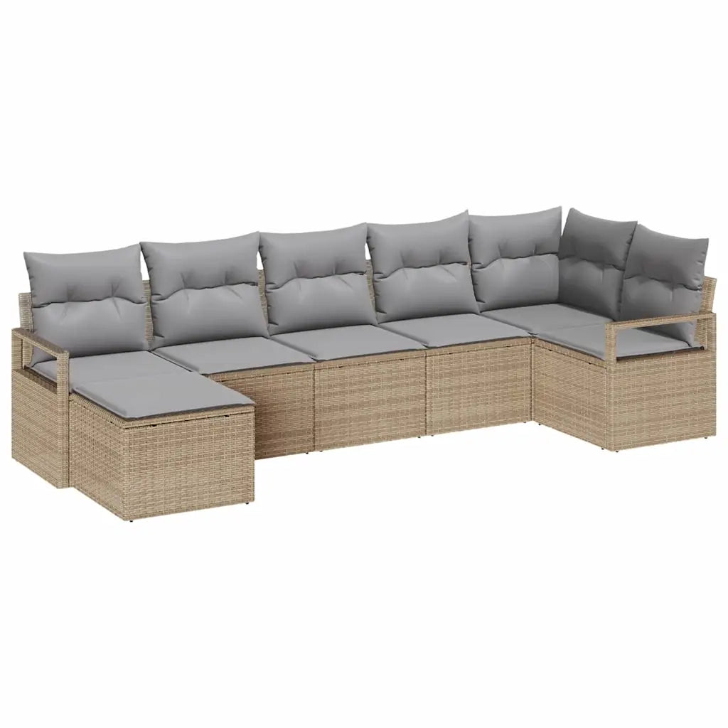 Set di divani 7 pcs Beige e Grigio Chiaro polyrattan 3355139