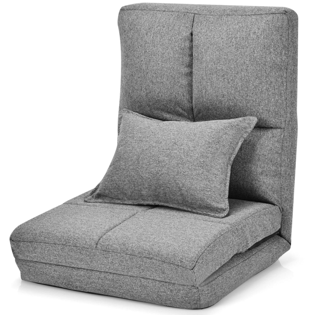 Poltrona pieghevole con schienale regolabile 176 x 61 x 12-15 cm seduta ergonomica stile moderno tessuto grigio 20_0019518