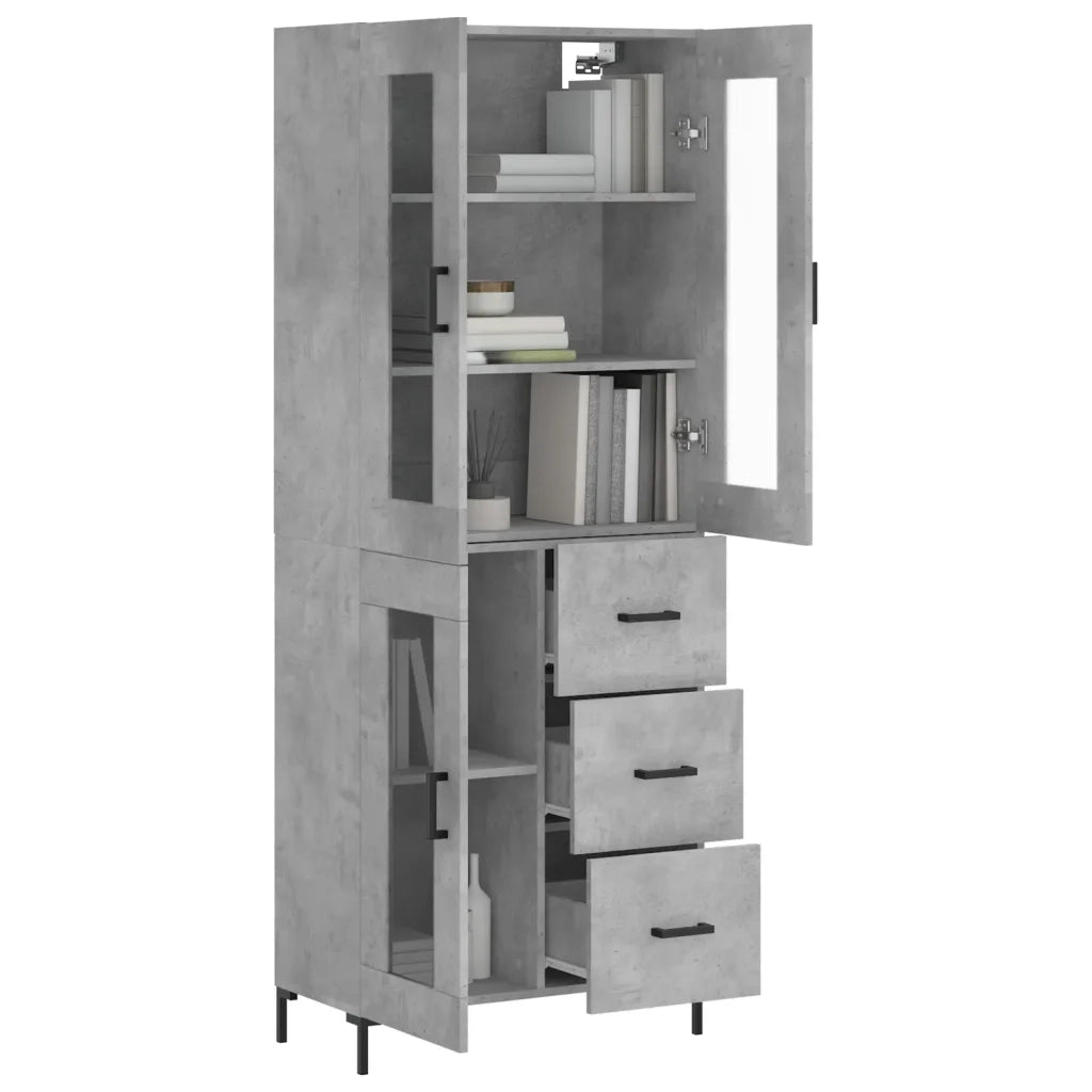 Credenza-Buffet-Armadio da cucina Grigio Cemento 69,5x34x180 cm in Legno Multistrato 329656