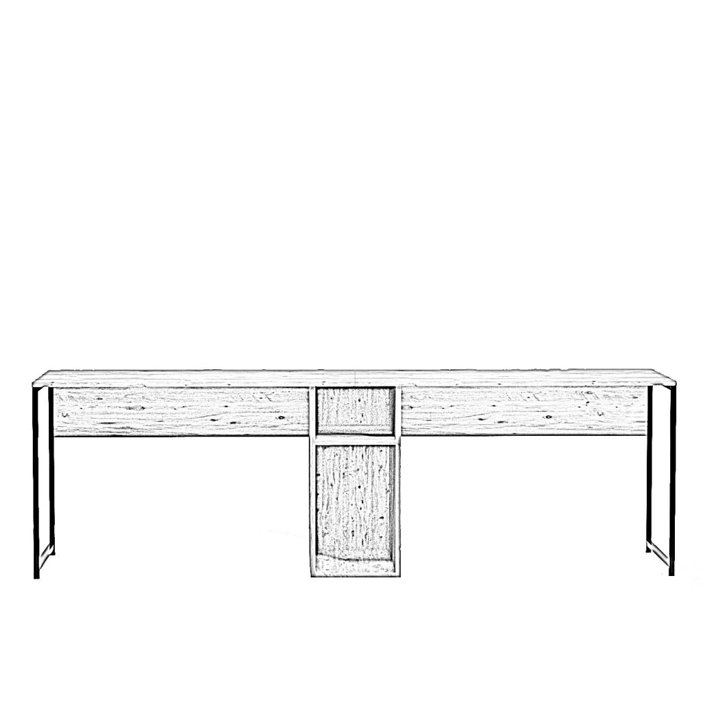 Scrivania in legno "Ikili Calisma" - 240 x 60 x 74 cm - Pino Atlantico nero