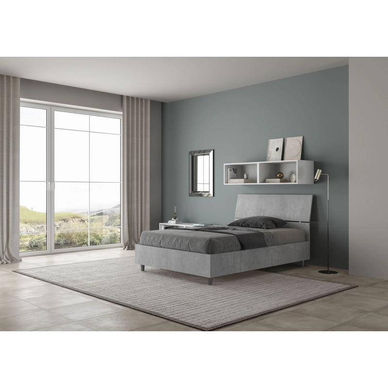 Letto 1 piazza e mezza 120x200 cm testata inclinata Demas - Senza rete,Grigio
