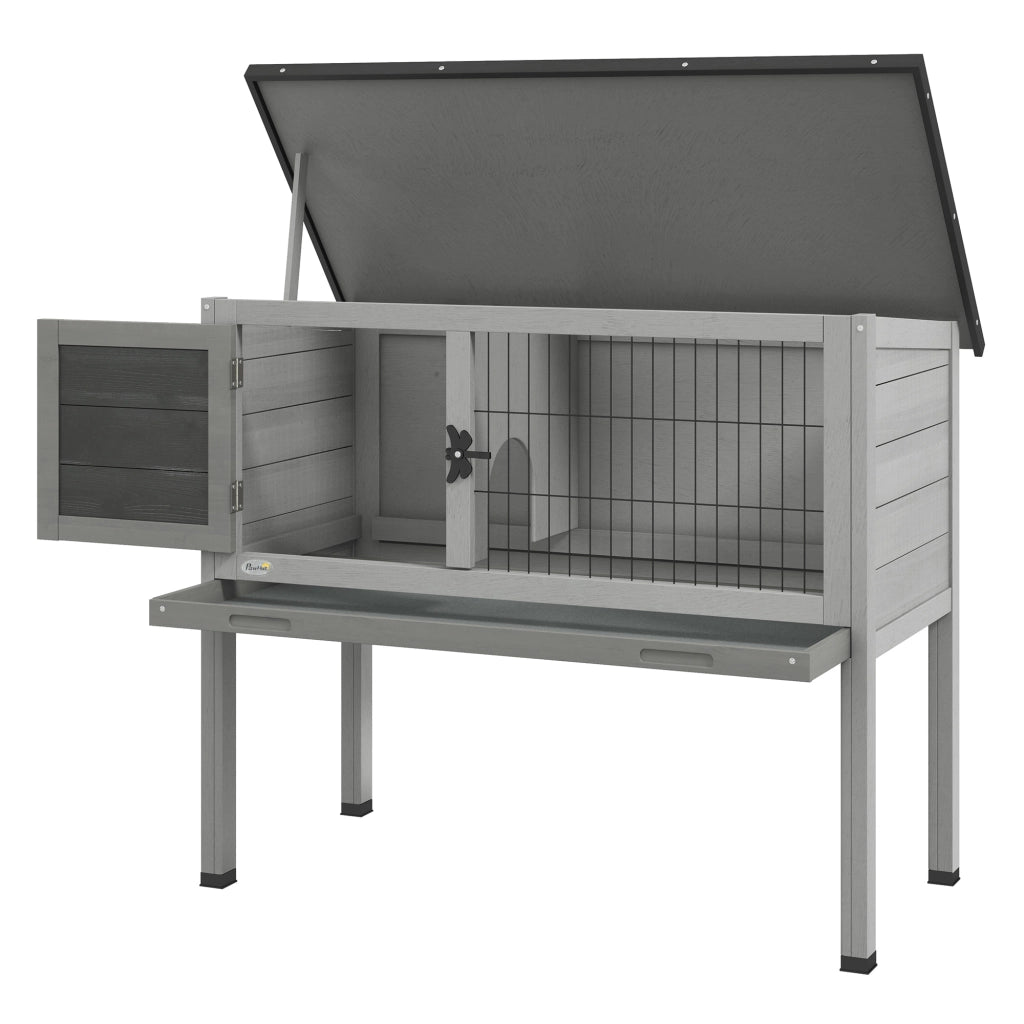 Gabbia per Conigli Legno di Abete ¨C zephmum ¨C Grigio 84x43x70 cm