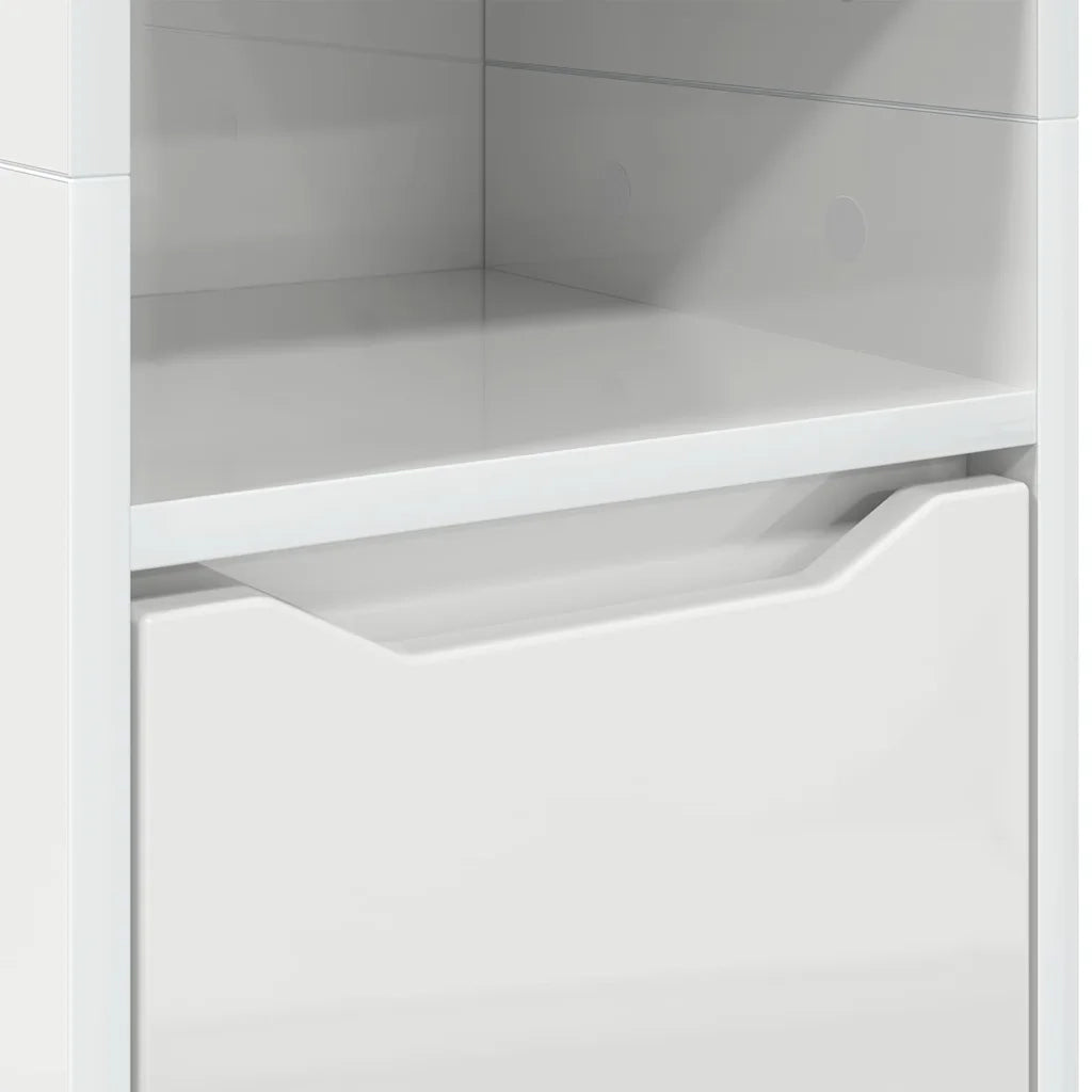 Mobile da Bagno con porta Bianco Lucido 30,5 x 30 x 195 cm