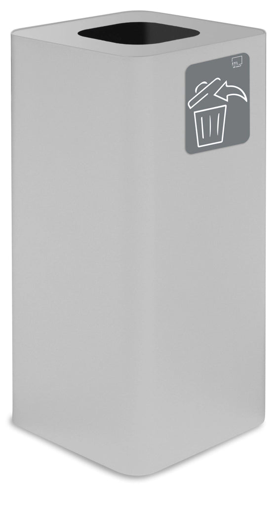 Pattumiera Per Raccolta Rifiuti 38x38xh80 cm In Acciaio Verniciato con Pittogramma Magnetico Bianco