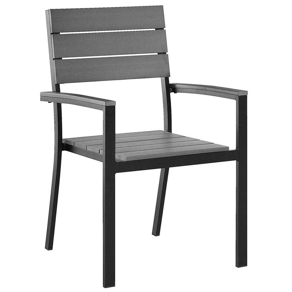 Set da pranzo da giardino in 7 pezzi in alluminio grigio e Nero 6 sedie resistenti agli agenti atmosferici