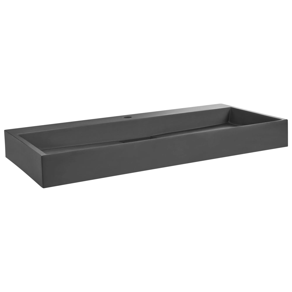 Lavabo bagno classico rettangolare in ceramica finitura lucida 100 x 46 cm nero Lavello da bagno rettangolare