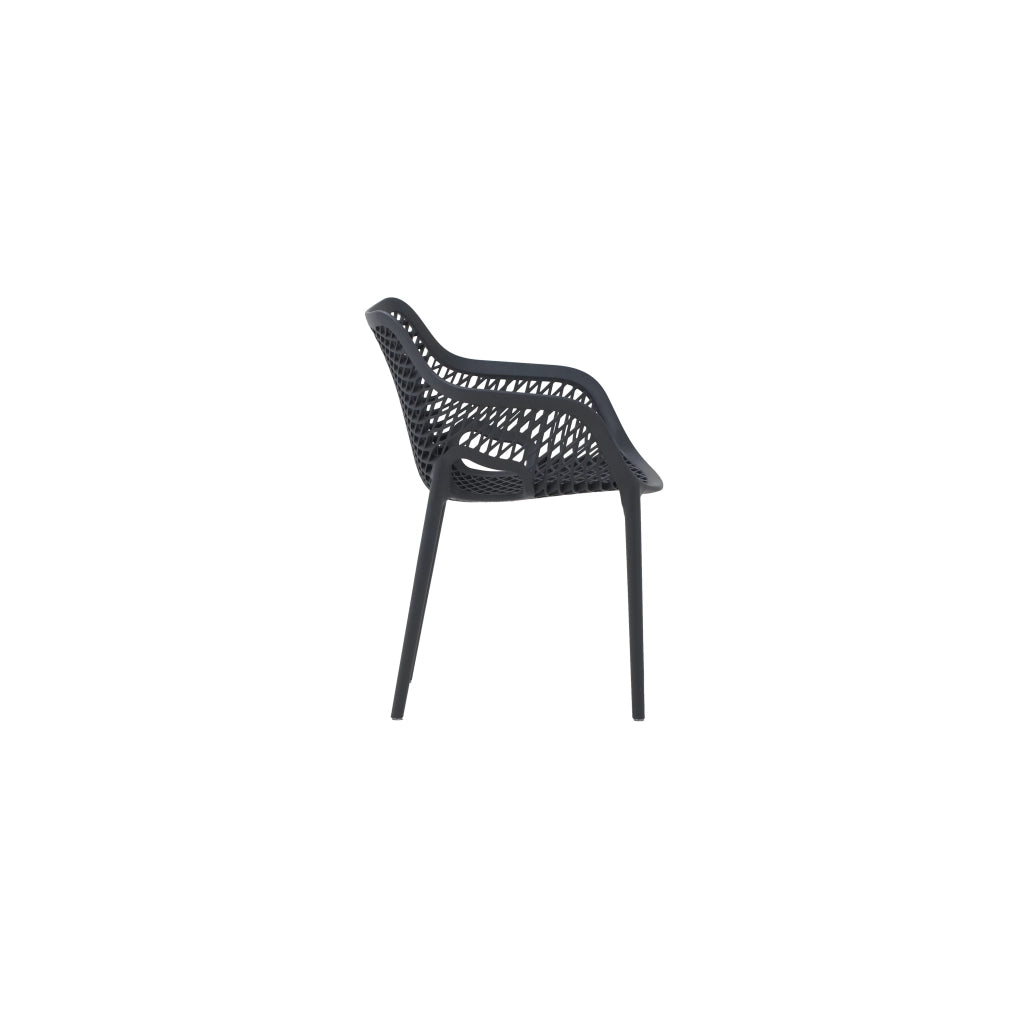 Set 4 poltrone design polipropilene e fibra di vetro antracite 57x60x82