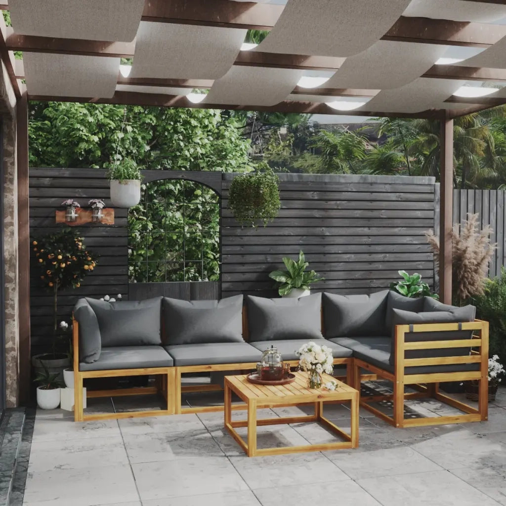 Set Divani da Giardino 6 pz con Cuscini in Massello di Acacia 3057625