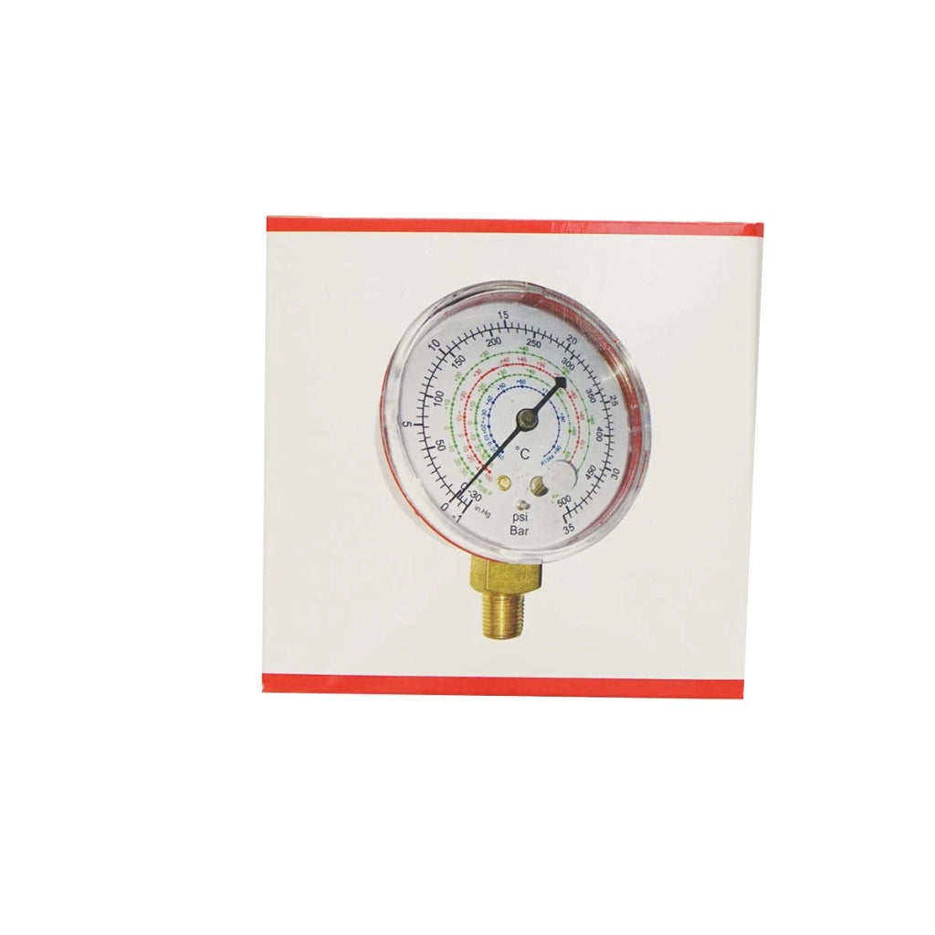 Manometro bassa pressione (rosso) per aria condizionata, freon 70mm 1/8 Breckner Germany