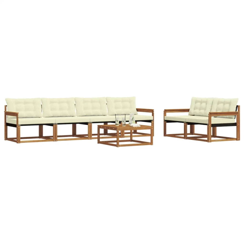 Set di divani da esterno con cuscino 7 pcs Naturale e Crema 3369209